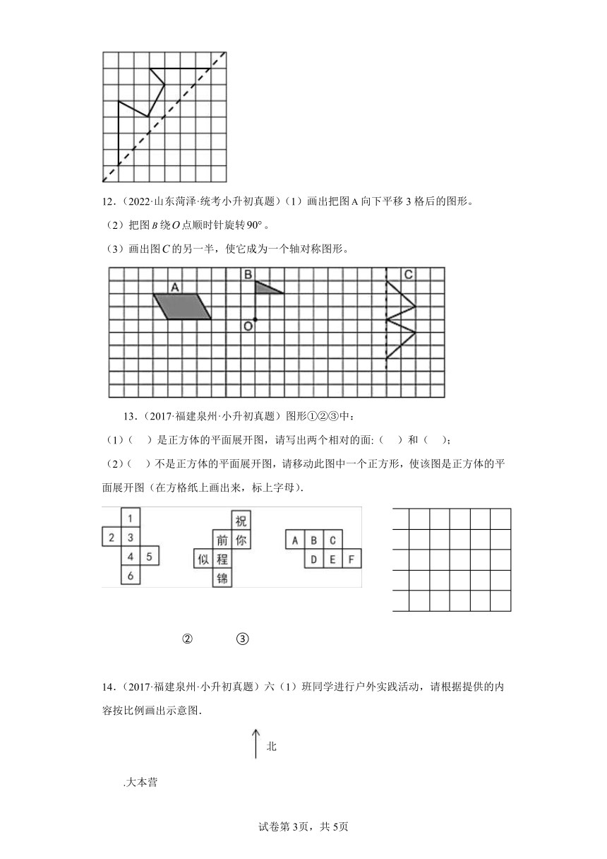 小升初知识点分类汇编（福建）-09图形的拼组与变换、位置与方向（试题）-六年级数学下册北师大版（含解析）
