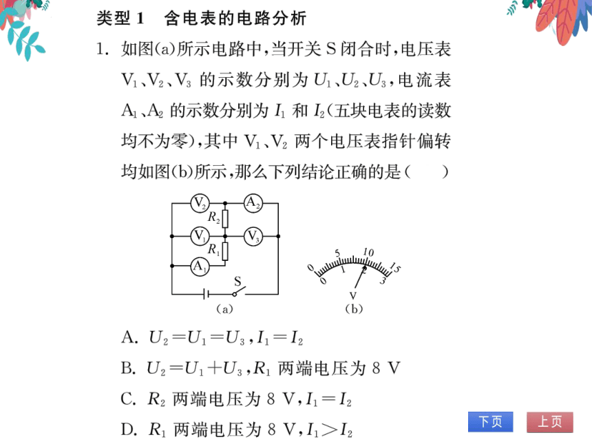 【2023版】人教版物理九全-第16章 电压 电阻 专题六 含电表的电路分析与电表的选填 习题课件