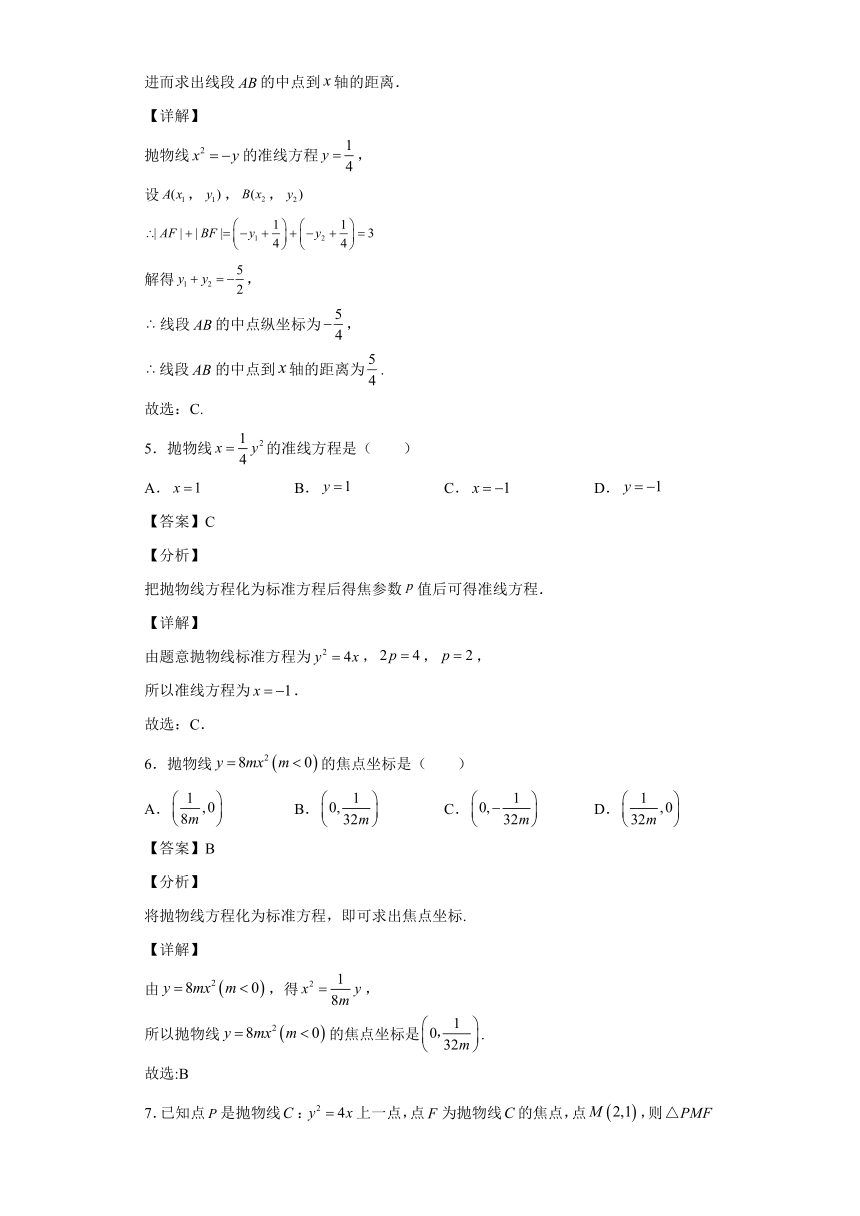 苏教版（2019）高中数学选择性必修第一册 3.3.1抛物线及其标准方程【同步作业】（含解析）