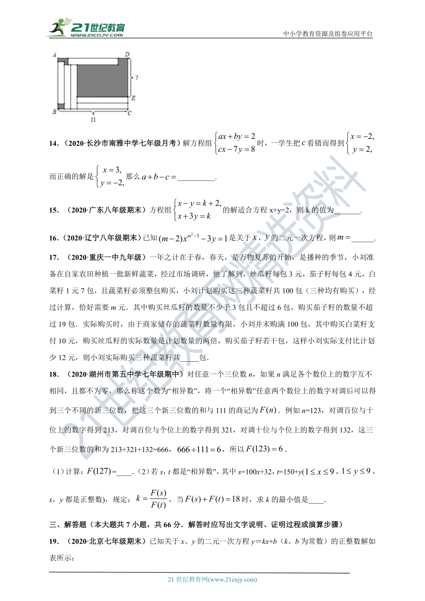 【单元培优卷】第2章  二元一次方程 （含解析）