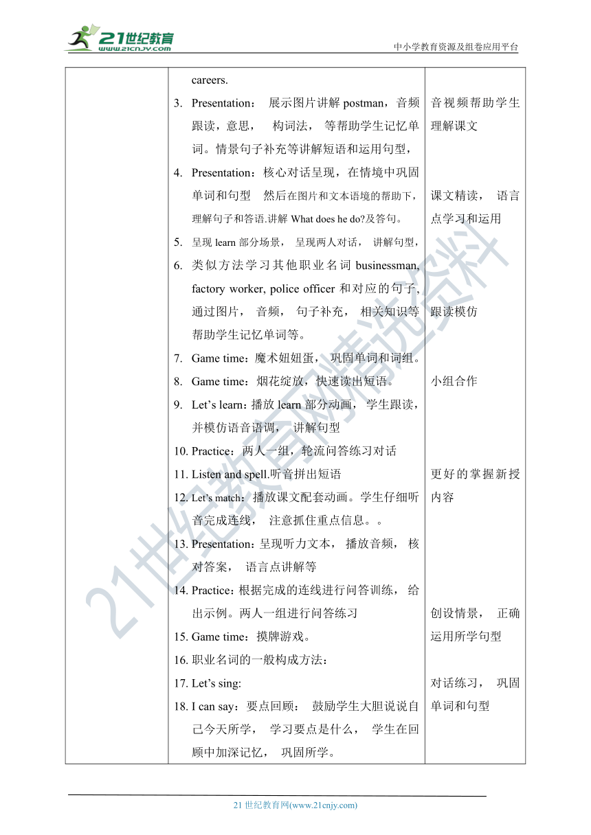 【新课标】Unit 5 What does he do PA Let's learn 教案