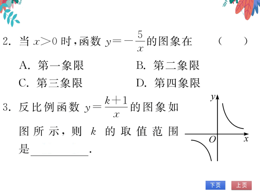 【沪科版】数学九年级上册 21.5 反比例函数 第2课时 习题课件