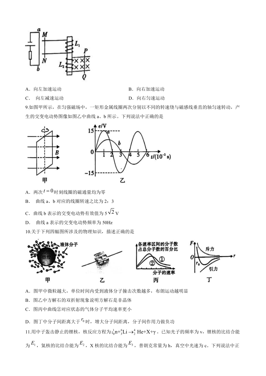 陕西省韩城市2022-2023学年高二下学期期末统考物理试题（含答案）