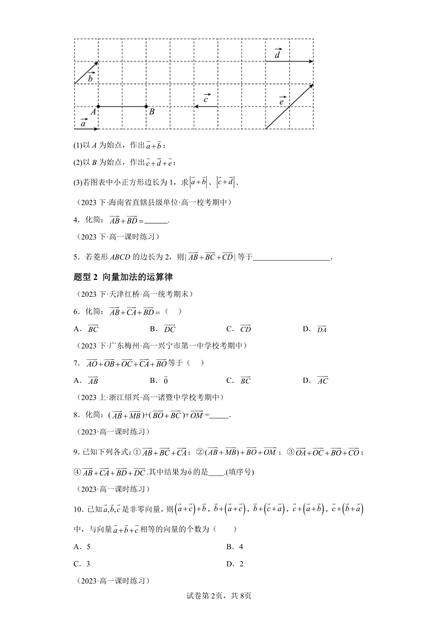 6.2.1向量的加法运算 分层作业（含解析） 高中数学人教A版（2019）必修第二册