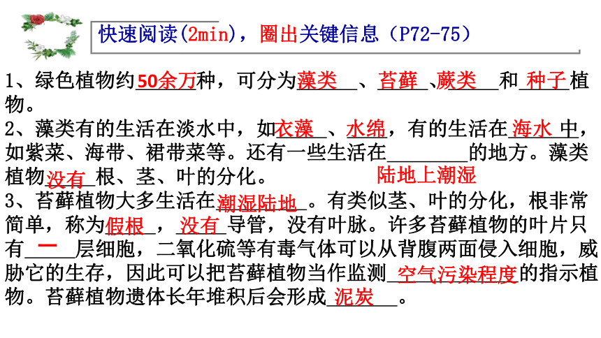 3.1.1藻类、苔癣和蕨类植物  课件(共20张PPT)2022-2023学年人教版生物七年级上册