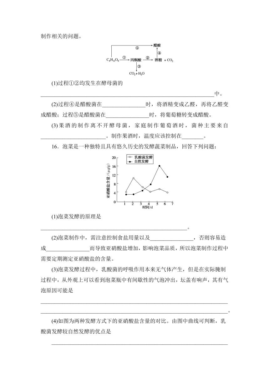 2021-2022学年高二生物人教版（2019）选择性必修3--1.1 传统发酵技术的应用 同步练习  （含答案）