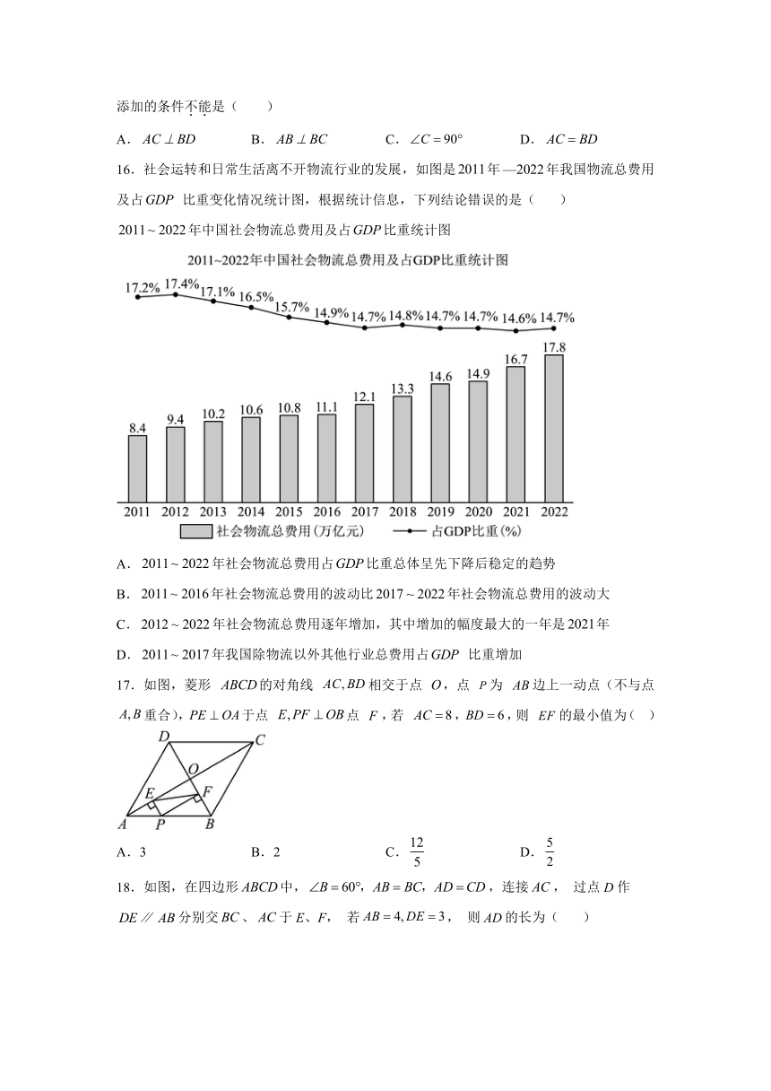 江苏省镇江市外国语学校2023-2024学年八年级下学期期中数学试题(含解析)