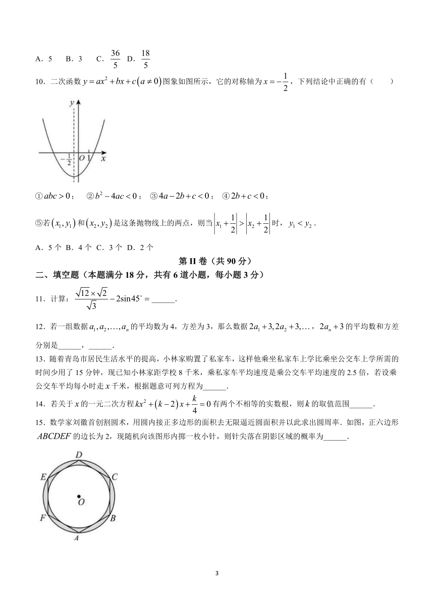 2024年山东省青岛市中考教研联合（九校联考）中考一模数学模拟试题(无答案)