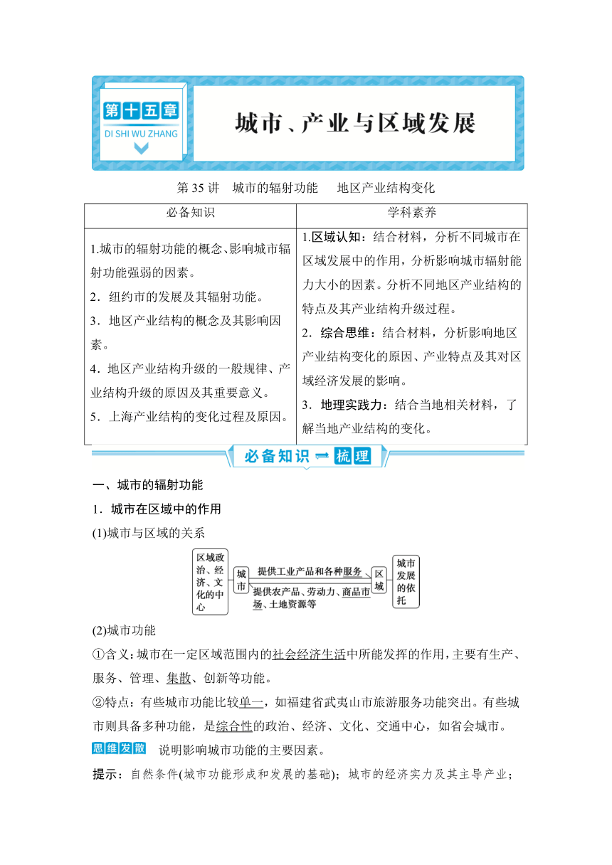 2023届高三地理一轮复习学案 第十五章　城市、产业与区域发展