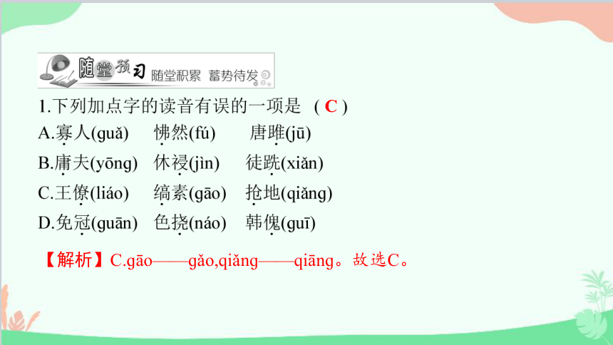 部编版语文九下  唐雎不辱使命 习题课件 (共28张PPT)