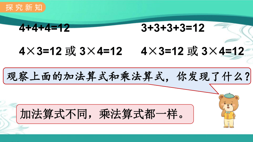 冀教版数学二年级上册 第3单元 表内乘法（一）3.2  乘法算式各部分名称  课件（15张ppt)