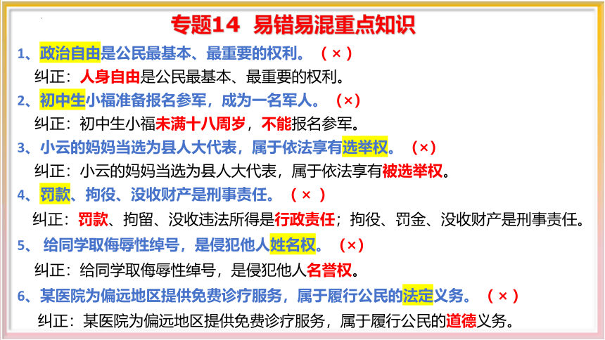 专题14  理解权利与义务【考点串讲课件】 （25 张ppt） -备战2024年中考道德与法治一轮复习中考考点串讲  （全国通用）