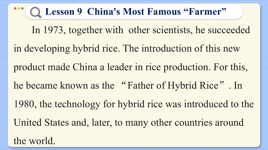 Lesson 9  China's Most Famous “Farmer” 课件（共38张PPT)