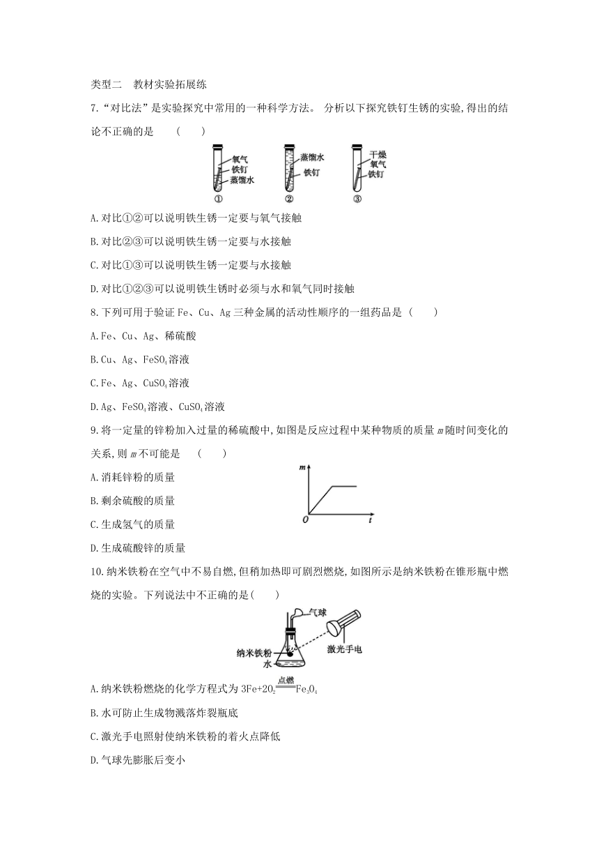 沪教版（全国）化学九年级上册同步课时练习：第5章  基础实验4　常见金属的性质（word版有答案）