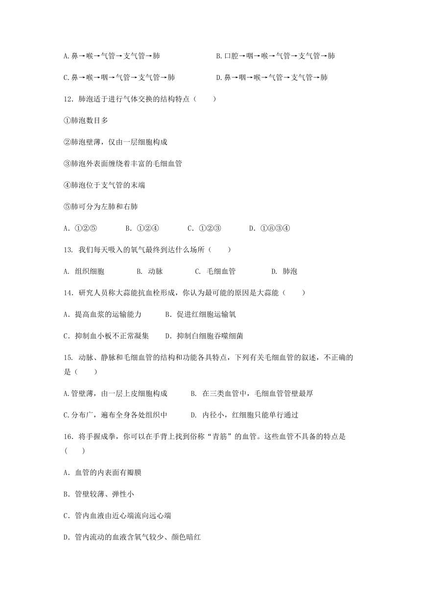 安徽省亳州市高炉学校2022-2023学年七年级下学期月考生物试卷（含答案）