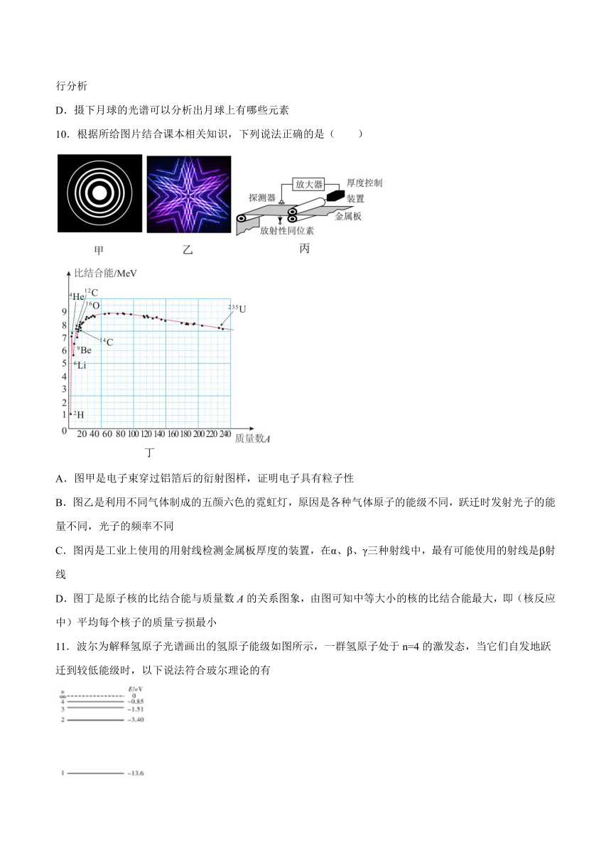 4.3光谱与氢原子光谱基础巩固（word版含答案）