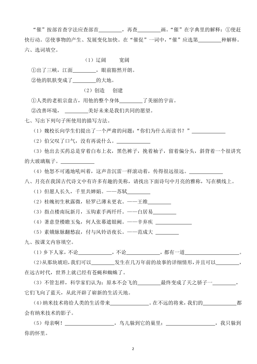 人教版六年级下册语文小升初模拟卷（一）（含答案）