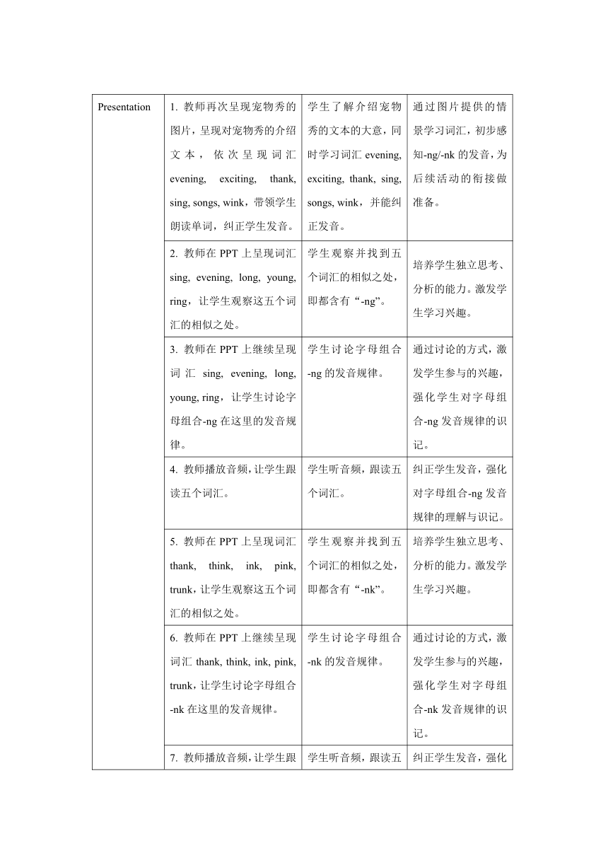 Unit 5 Whose dog is it？A Let’s spell 表格式教案