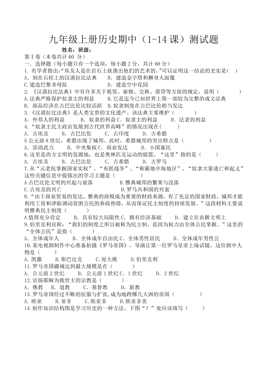 湖南省邵阳市第十一中学2021届九年级上学期期中考试历史试卷（含答案）