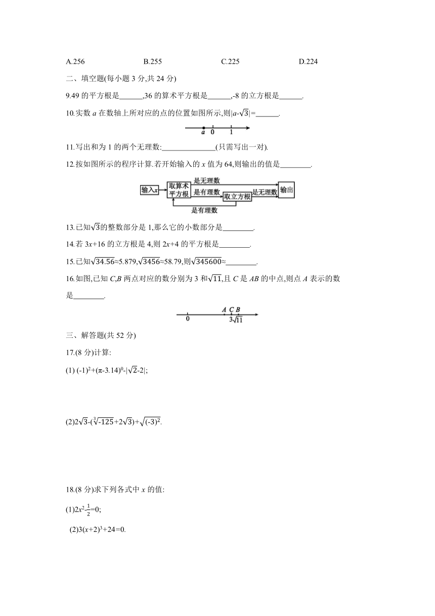 湘教版数学八年级上册同步课时练习：第3章　实数  单元自我综合评价（含答案）