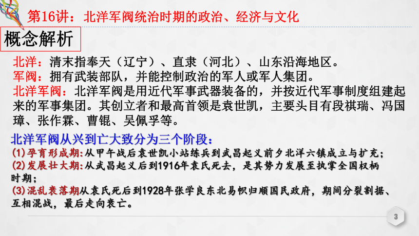 第16讲 北洋军阀统治时期的政治、经济与文化 课件（共39张PPT）--2023届高三统编版（2019）必修中外历史纲要上一轮复习