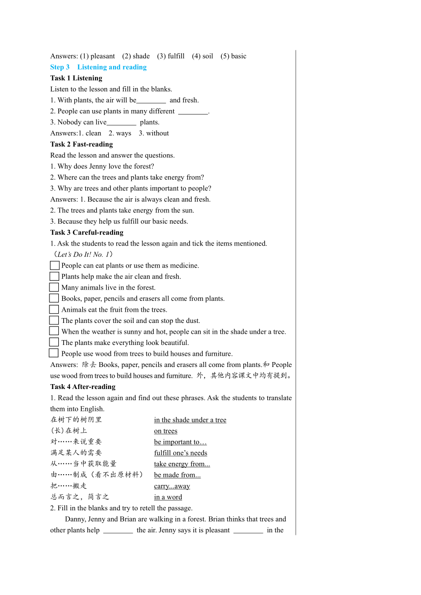 Lesson 8 Why Are Plants Important 教案