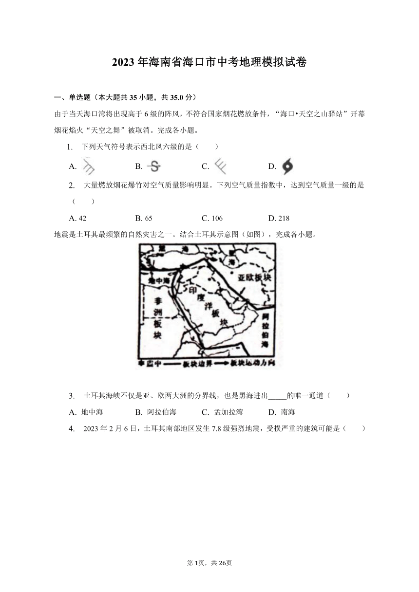 2023年海南省海口市中考地理模拟试卷（含解析）