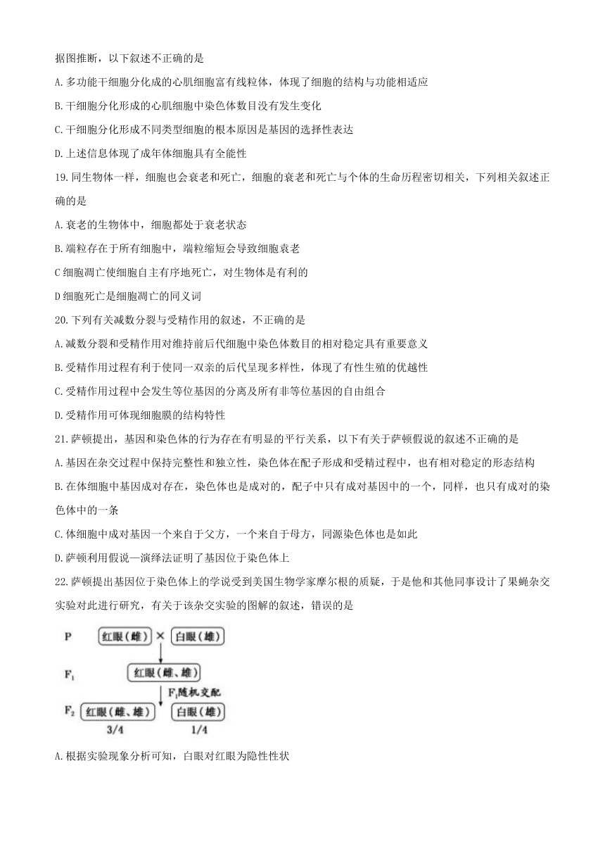 黑龙江省大庆市实验高中实验一部2020-2021学年高一下学期4月阶段性教学质量检测生物试题 Word版含答案