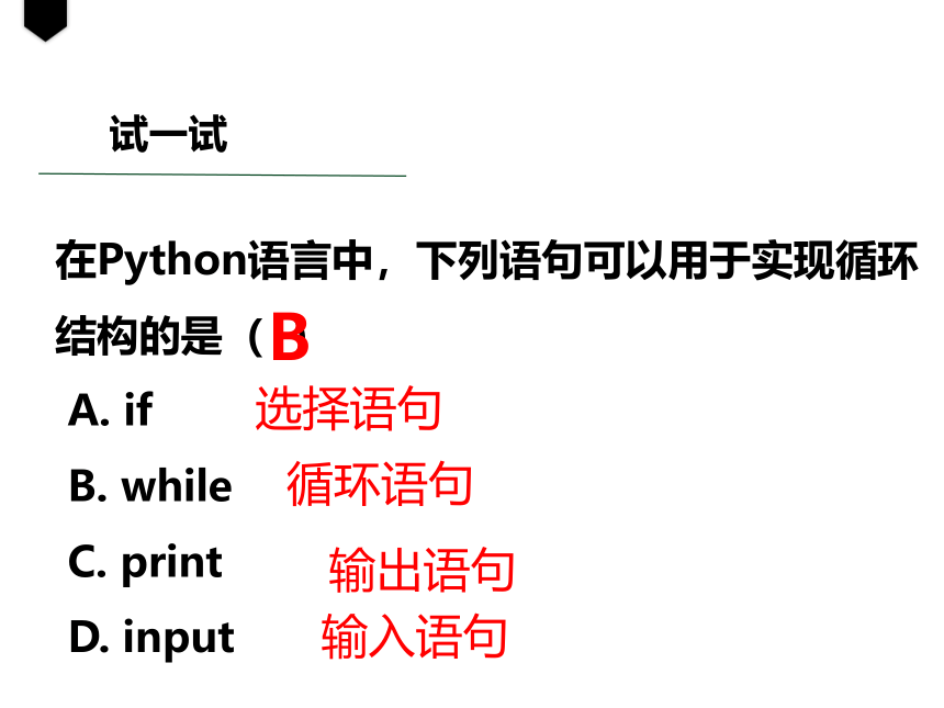 中图版高中信息技术选修1 第四节循环结构（二）----while语句 课件（12PPT）