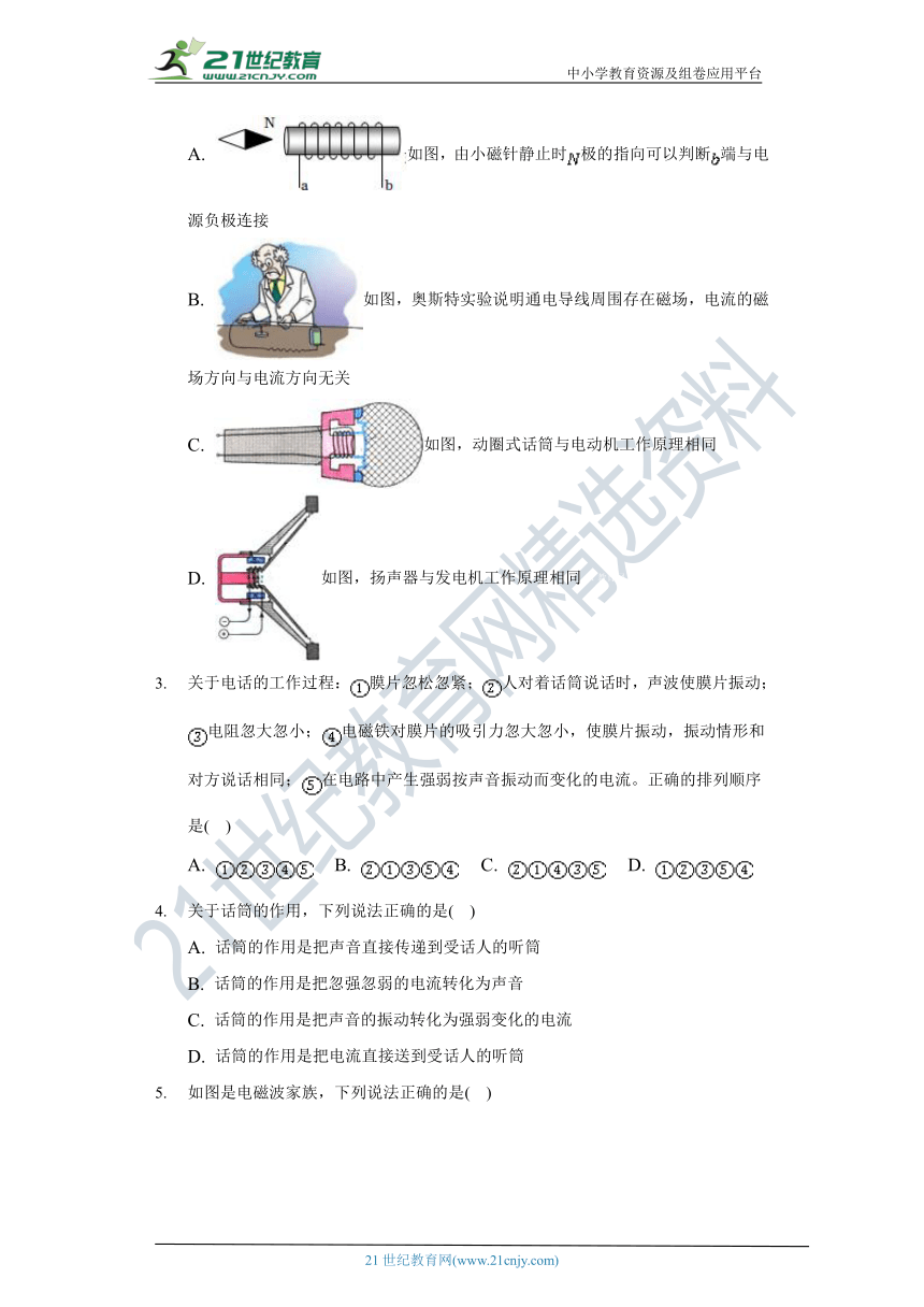 沪科版初中物理九年级全一册第十九章《走进信息时代》单元测试卷（含答案解析）