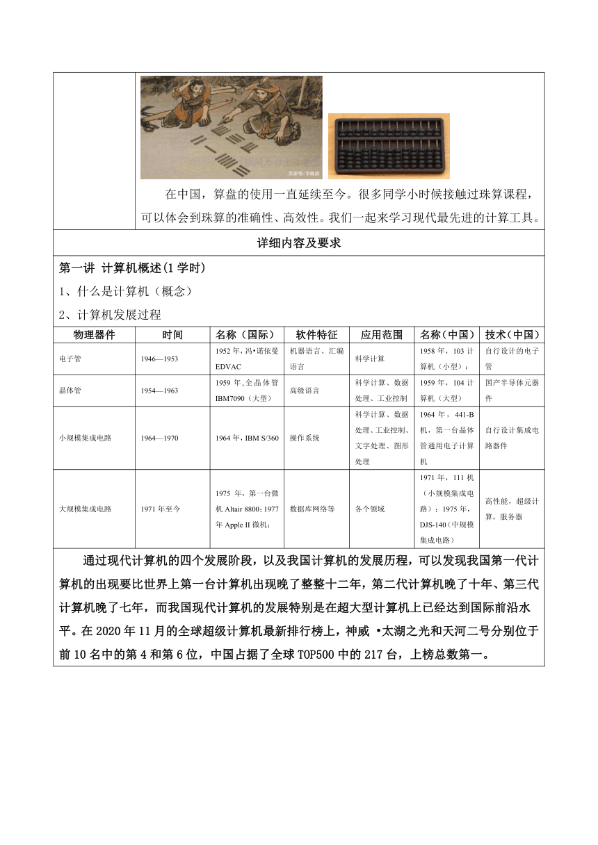 《计算机应用基础》教案（表格式）