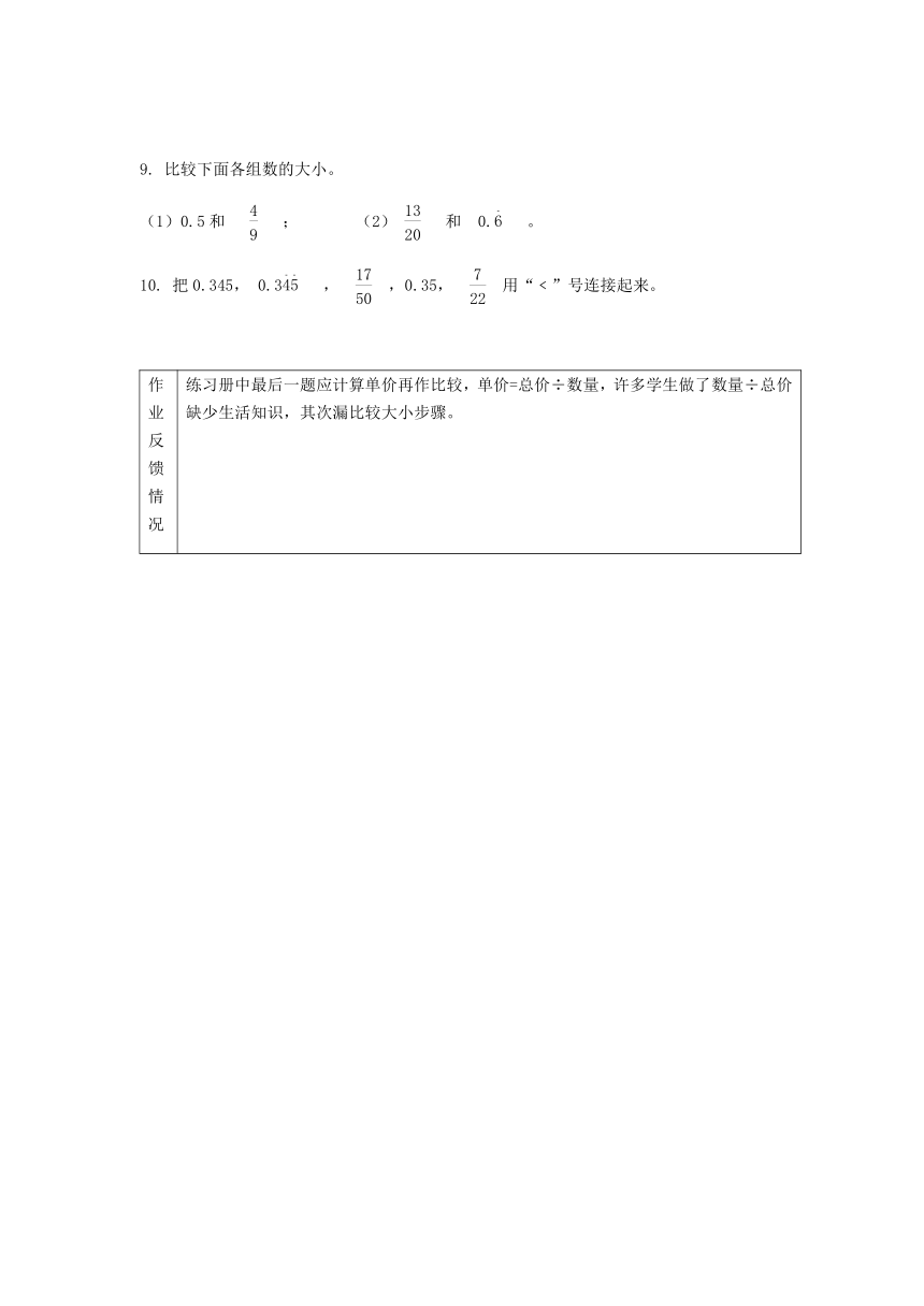 六年级数学第一学期练习2.7分数与小数的互化（2）-沪教版（上海）（word版含答案）