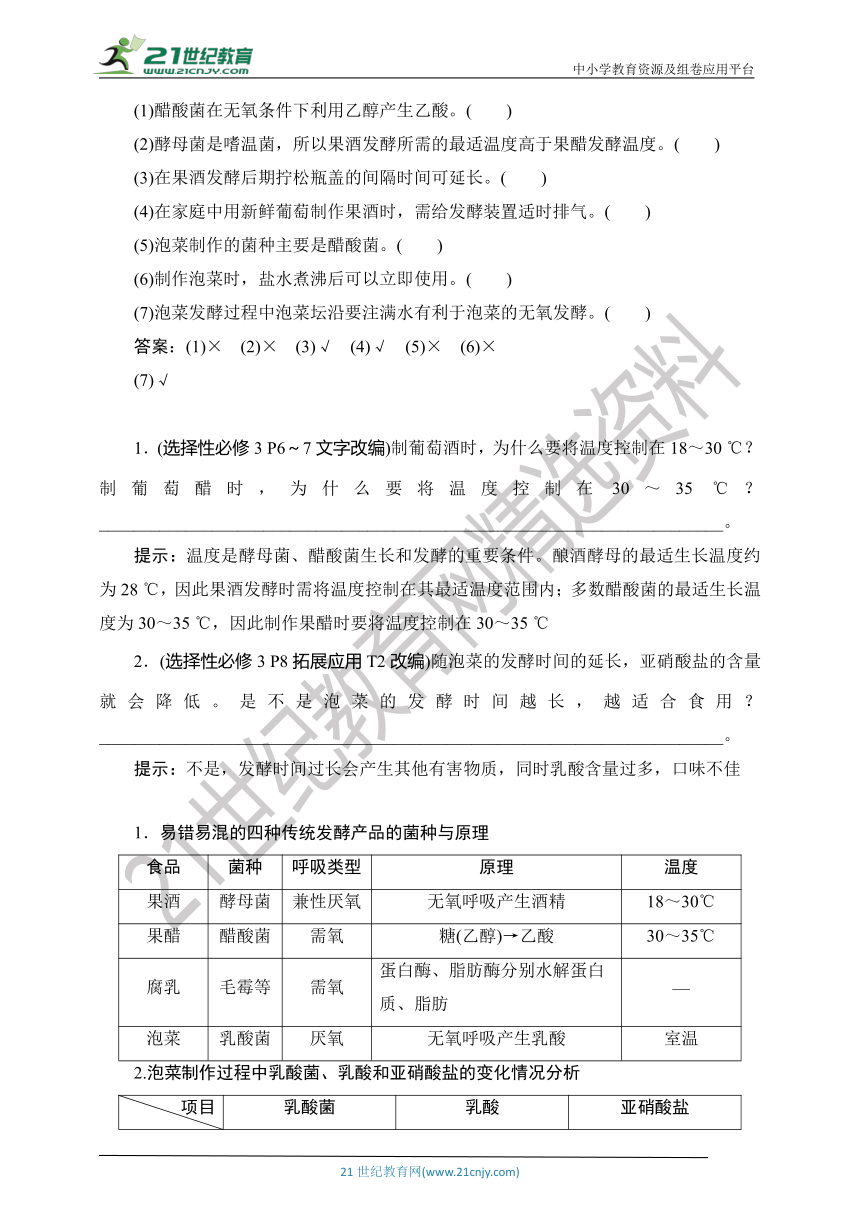 【考点梳理  生物总复习 】73第34讲　传统发酵技术的应用与发酵工程