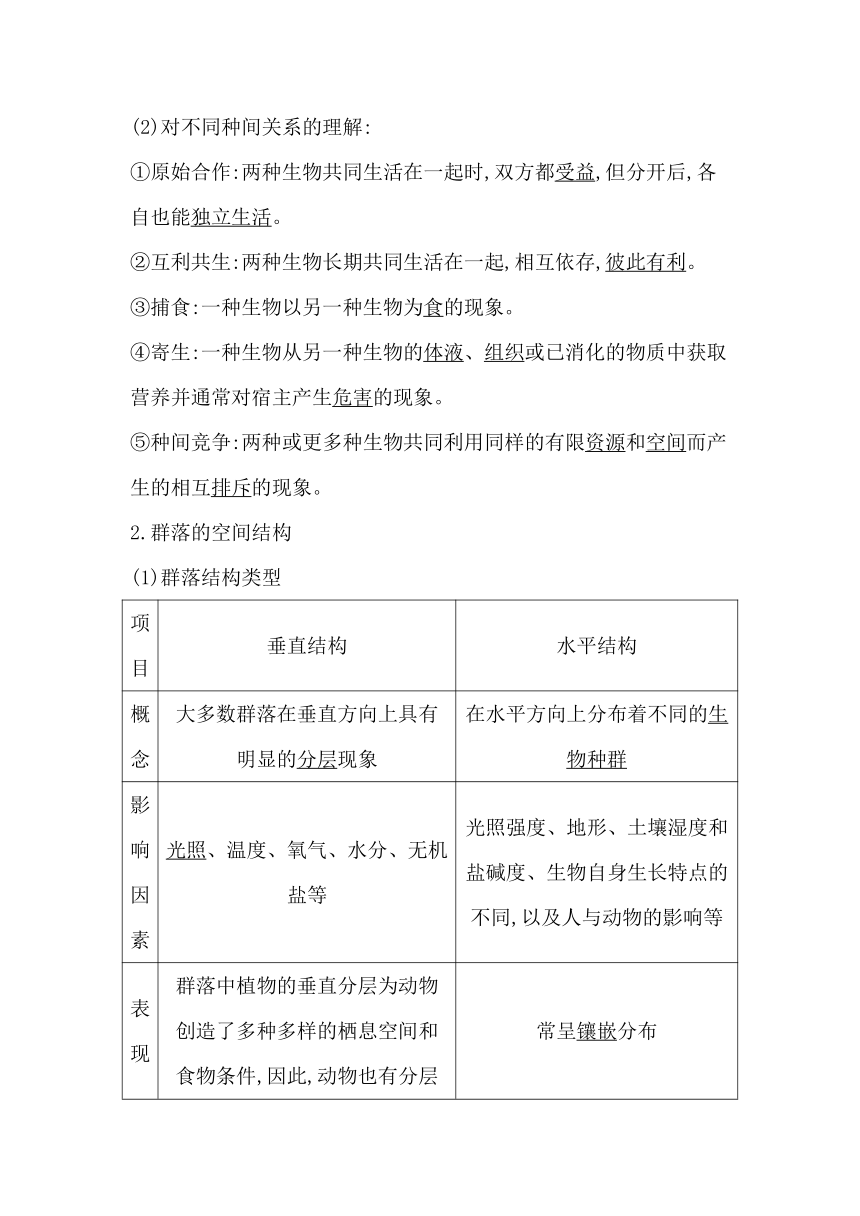 2-1 群落的结构【教学设计】生物选择性必修2 生物与环境