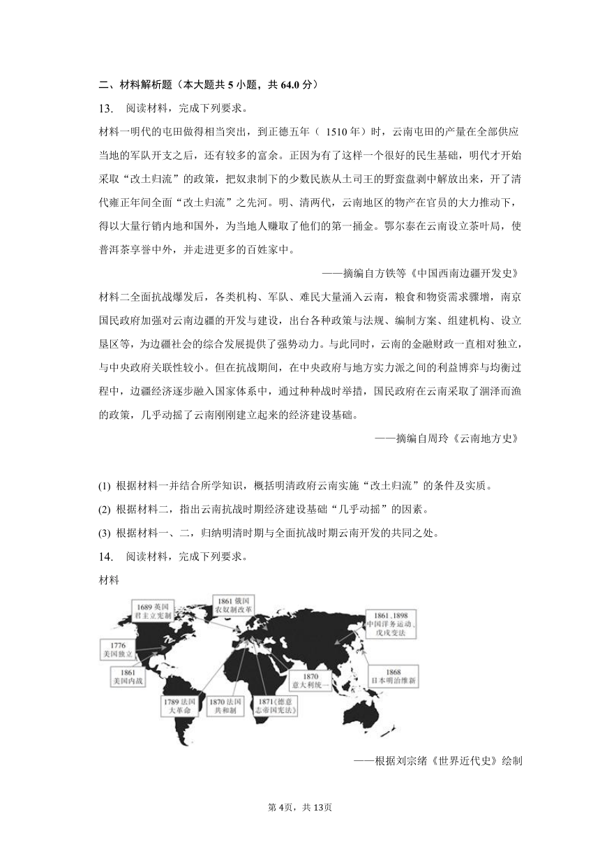 2023年江西省稳派高考历史联考试卷（4月份） 普通用卷（含解析）