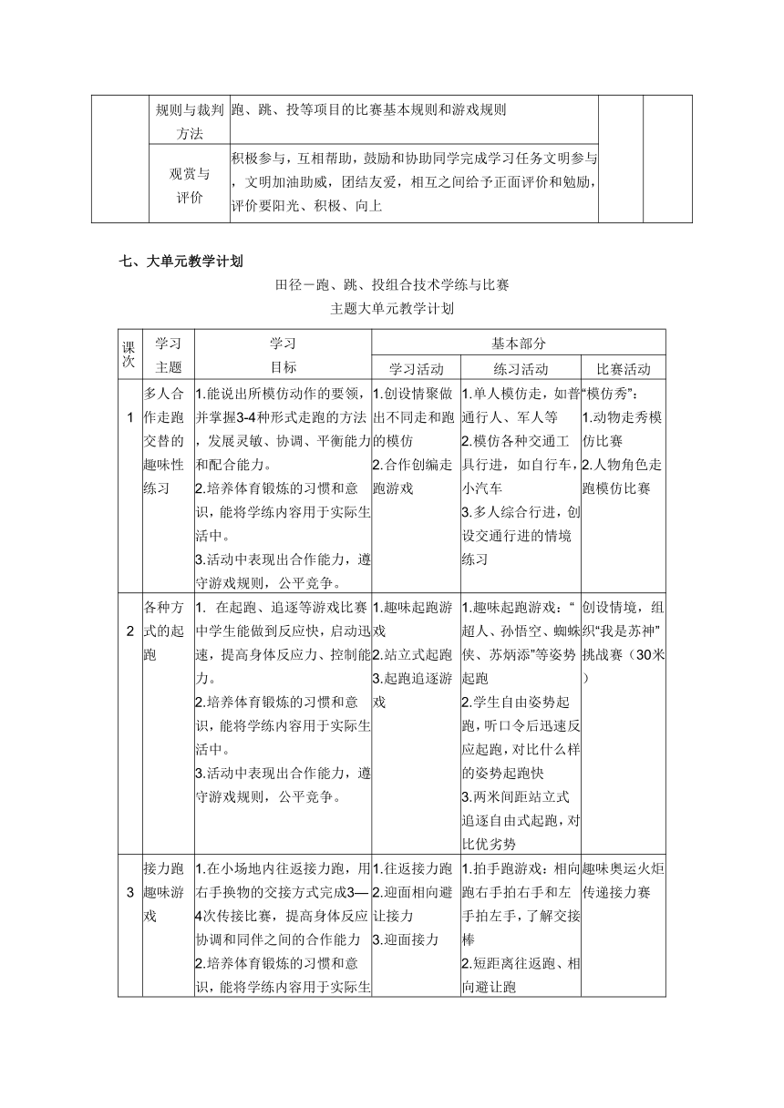 多种形式的跳跃及体能练习（教案）-2023-2024学年人教版体育二年级下册