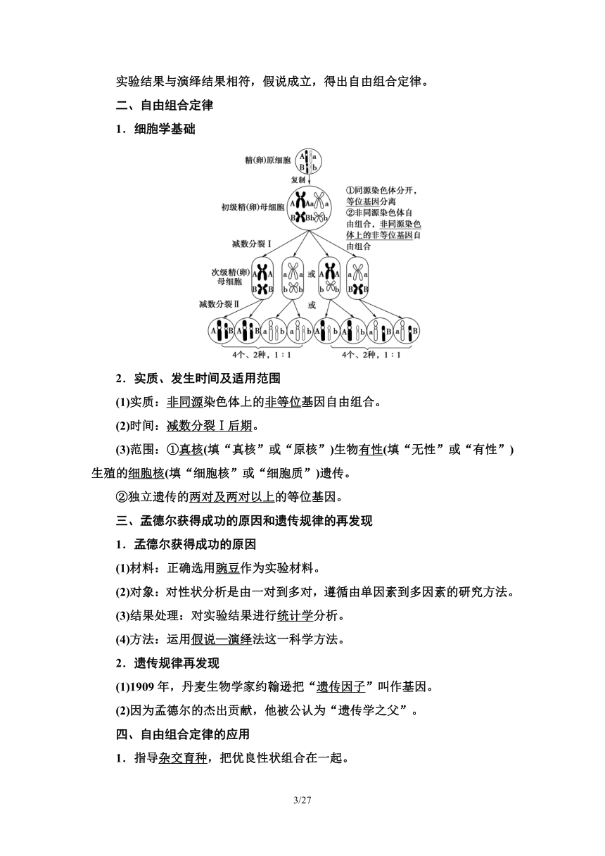 【备考2024】生物高考一轮复习学案：第15讲 孟德尔的豌豆杂交实验(二)(含答案）