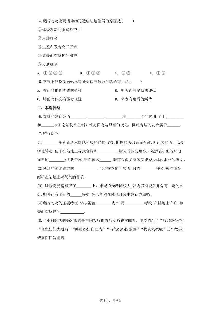 7.1.5两栖类和爬行类 同步练习(word版含解析）