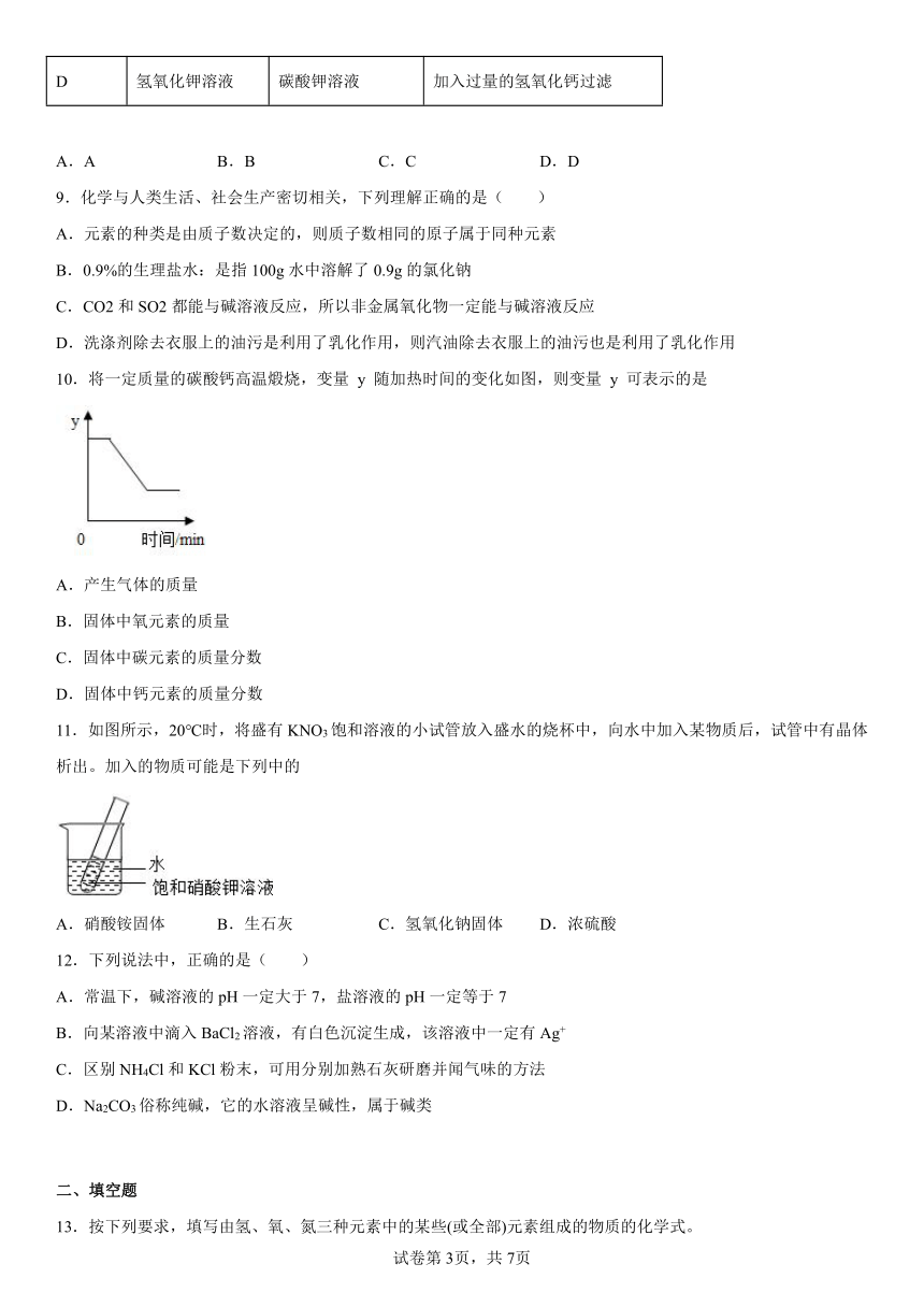 2023年中考化学科粤版（2012）二轮复习题--常见的酸、碱、盐（含解析）