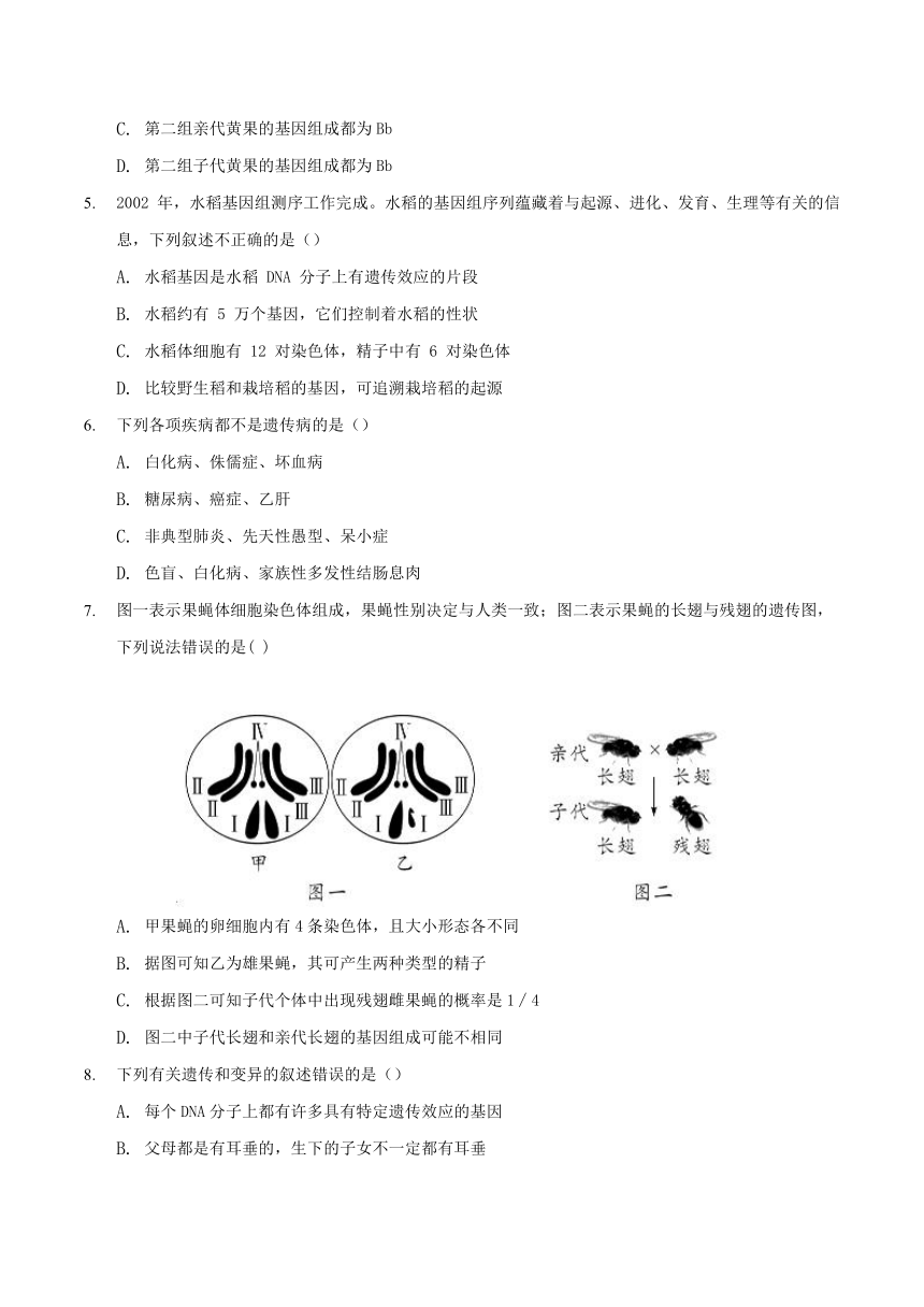 2023届中考生物一轮复习——专题14 生物的遗传与变异（含解析）