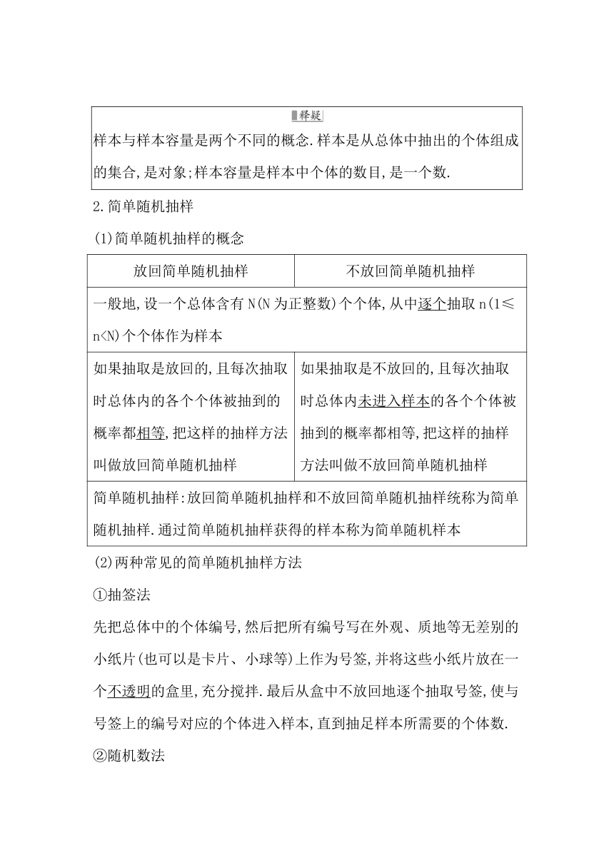 2023届高考一轮复习导与练(必修第二册+选择性必修第三册)第九章 第1节 随机抽样、统计图表 讲义（Word版含答案）