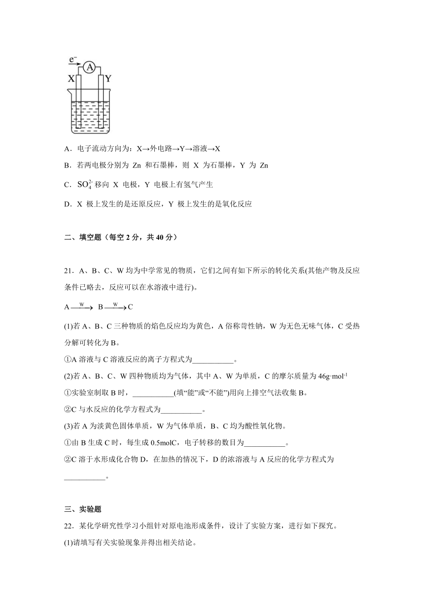 黑龙江省齐市三立高中2020-2021学年高一下学期期中考试化学试题 Word版含解析