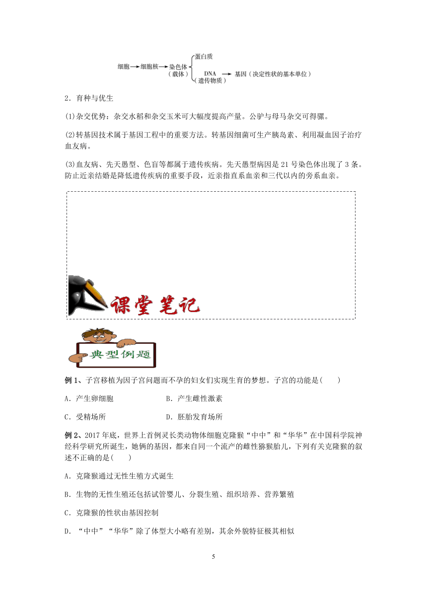 2021浙教版科学“中考二轮专题突破”讲义（十）：生命的延续与进化【word，含答案】