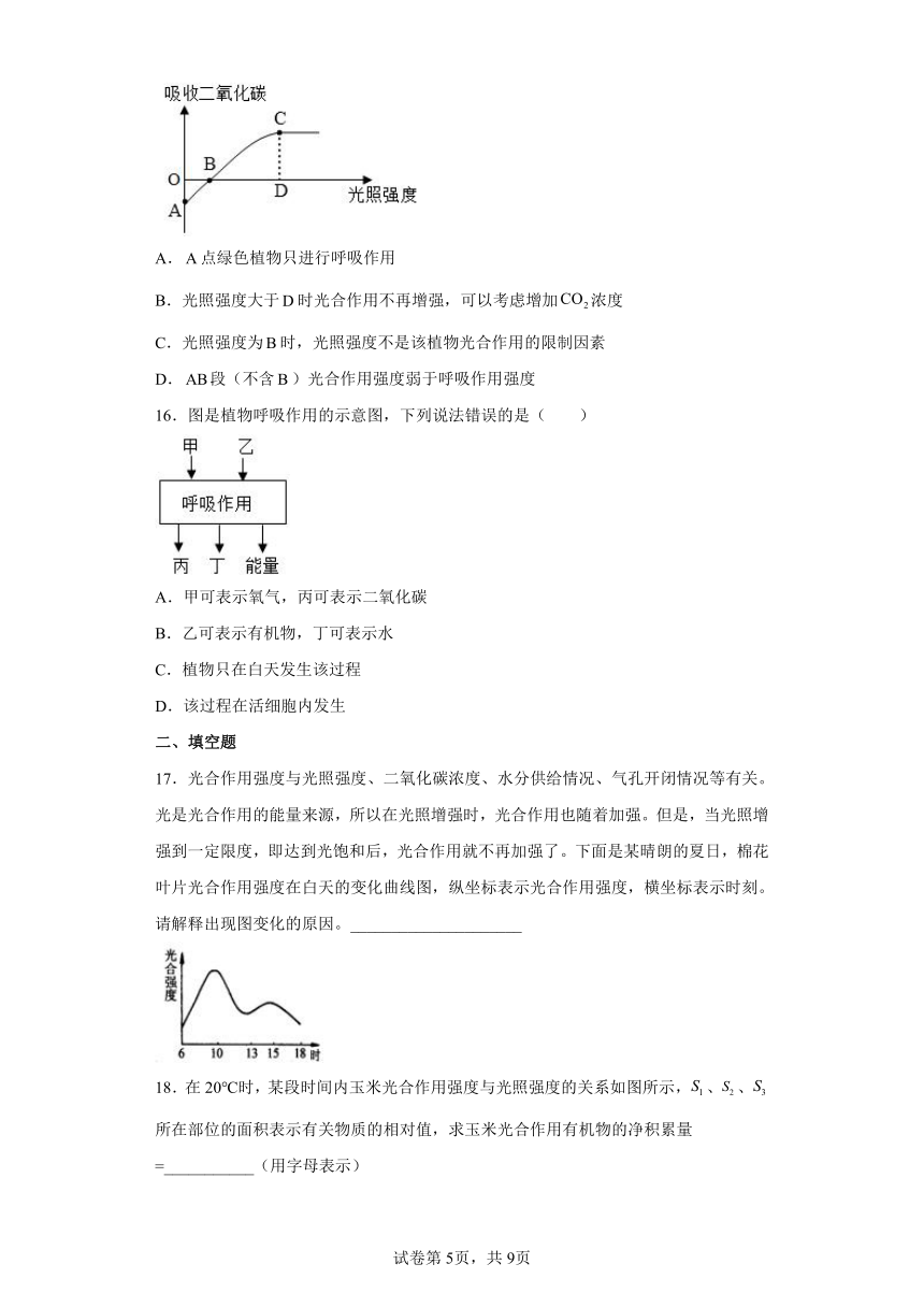 2022年浙江省中考科学专题练习：植物新陈代谢（含解析）