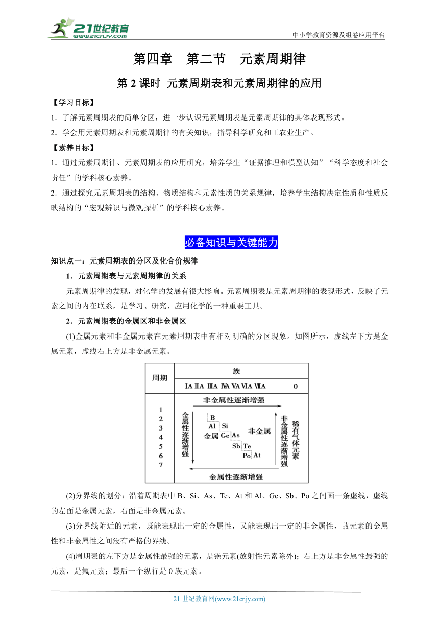 第四章  第二节  第2课时 元素周期表和元素周期律的应用
