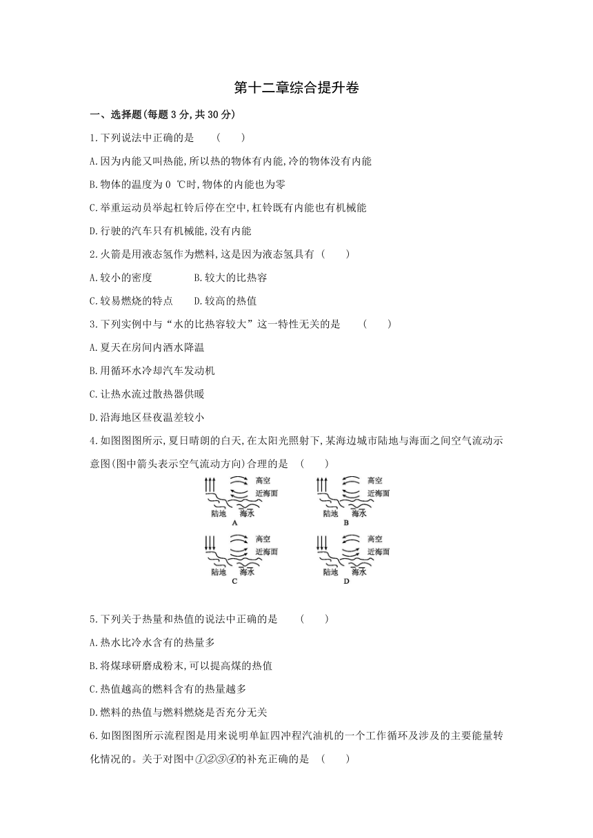 粤沪版物理九年级上册同步提优训练：第十二章  内能与热机  综合提升卷（Word有答案）