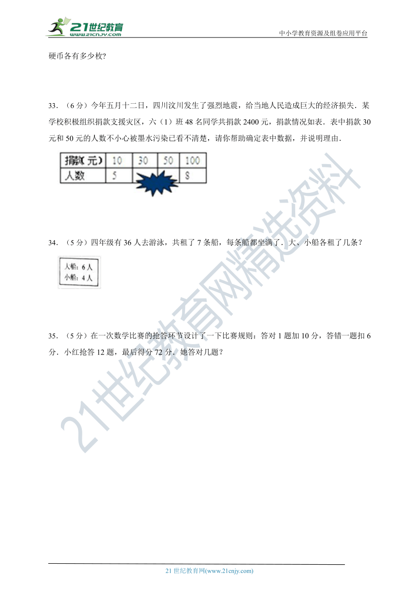 人教版四年级数学下册第九单元鸡兔同笼单元检测（含答案）