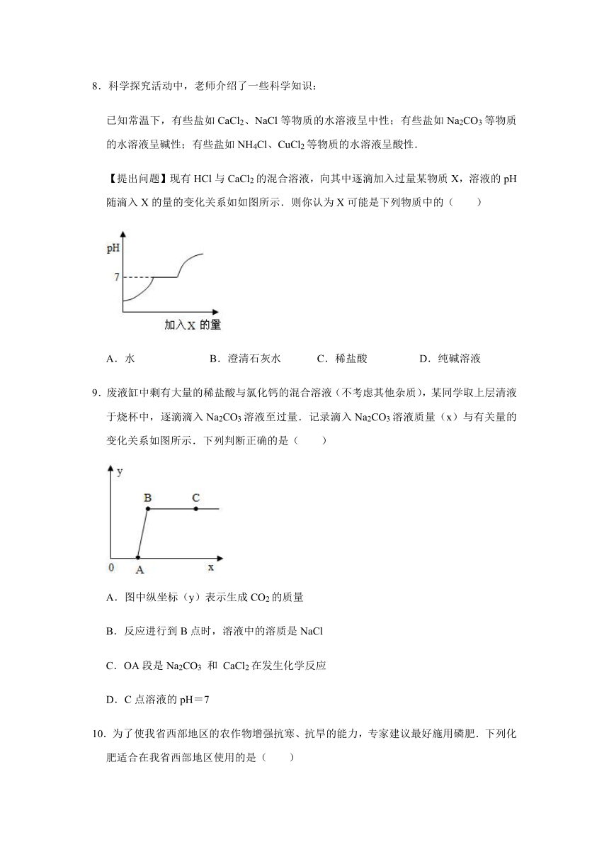 粤教版化学九年级下册 第八章 常见的酸碱盐 单元测试二（含解析）