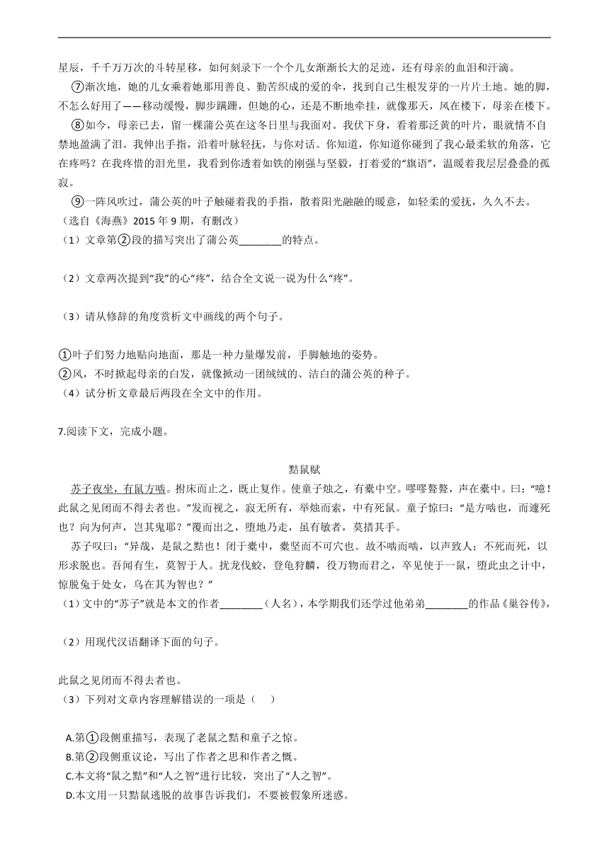 浙江省杭州市2021年中考语文复习试卷（十一）（含答案）