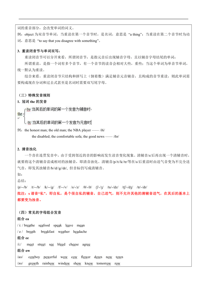 2023年安徽省中考英语总复习一轮复习：第1讲-语音-教案